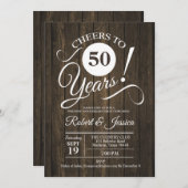 Invitation Célébration rustique des 50 ans de mariage avec mo (Devant / Derrière)