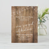 Invitation Célébration rustique en bois du renouvellement de  (Debout devant)