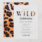 Invitation Célébration sauvage imprimé léopard (Devant / Derrière)
