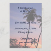 Invitation Célébration Service de Vie Tropical Paradis de la (Dos)