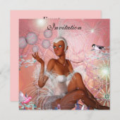 Invitation Célébration Showgirl rose (Devant / Derrière)