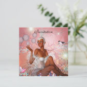 Invitation Célébration Showgirl rose (Debout devant)