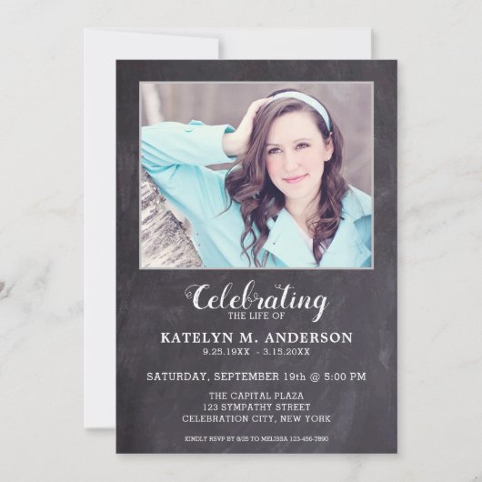 Invitation Célébration Simple De La Vie Memorial Photo Funéra (Devant)