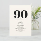Invitation Célébration simple et neutre du 90e anniversaire (Debout devant)
