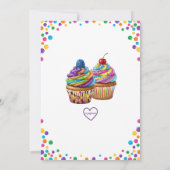 Invitation Célébration Sucrée Anniversaire Cupcake Coloré (Dos)