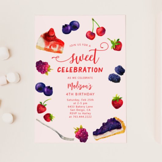 Invitation Célébration sucrée Berries et gâteaux Anniversaire
