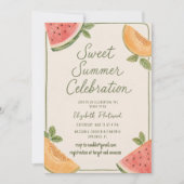 Invitation Célébration sucrée d'été Aquarelle pastèque (Devant)