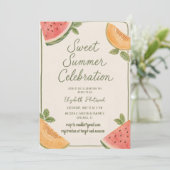 Invitation Célébration sucrée d'été Aquarelle pastèque (Debout devant)