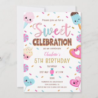 Invitation Célébration sucrée Donut Candy Crème glacée Annive