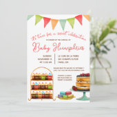 Invitation Célébration sucrée, Gâteau, Baby shower Macaron (Debout devant)