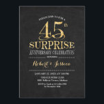 Invitation Célébration surprise du 45e anniversaire de mariag<br><div class="desc">Invitation à la célébration surprise du 45e anniversaire de mariage.
Design élégant et classe sur fond de tableau noir et or brillant. Caractère élégant. Messagez-moi si vous avez besoin de personnalisation supplémentaire.</div>
