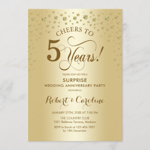 Invitation Célébration surprise du 5e anniversaire en or