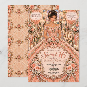 Invitation Célébration Sweet 16 Rose Pêche