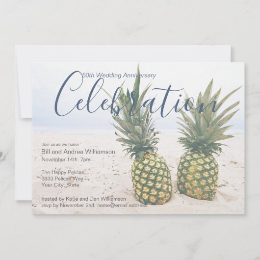 Invitation Célébration tropicale des 50 ans de mariage (Devant)