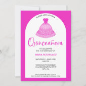 Invitation Célébration unique moderne de Quinseanera Gown ros (Devant)