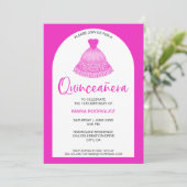 Invitation Célébration unique moderne de Quinseanera Gown ros (Debout devant)
