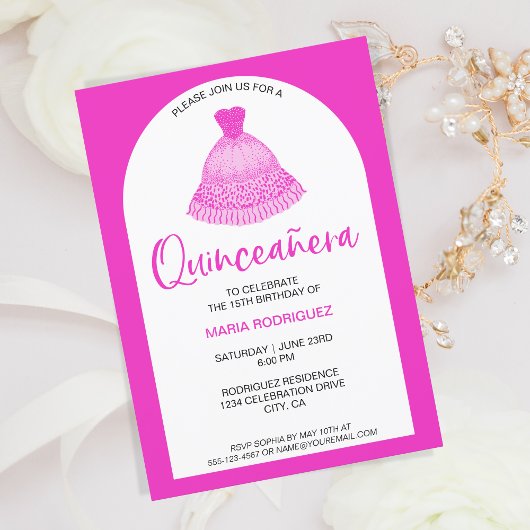Invitation Célébration unique moderne de Quinseanera Gown ros