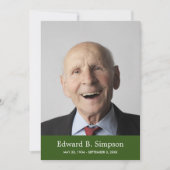 Invitation Célébration Vert Classique De La Vie Avec Photo (Devant)