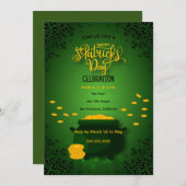 Invitation Célébration verte de la Saint-Patrick Pot d'or (Devant / Derrière)