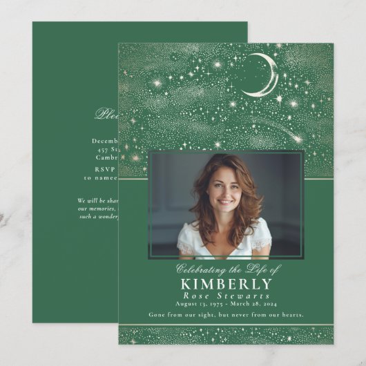 Invitation Célébration verte de la vie funéraire Photo (Devant / Derrière)