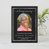 Invitation Célébration vie funéraire noir arche photo program (Debout devant)