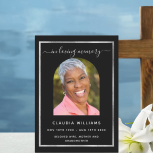 Invitation Célébration vie funéraire noir arche photo program