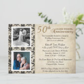 Invitation Célébration Vintage du 50e anniversaire (Debout devant)