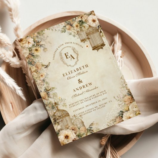 Invitation Célébration vintage du jardin Birdcage