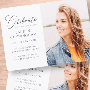 Invitation Célébration virtuelle de la vie Photo simple moder