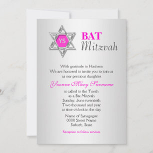 Invitation Célébrations des bat mitzvah en argent rose