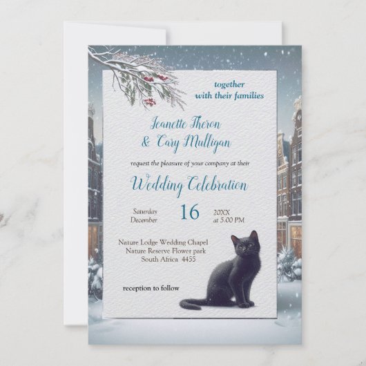 Invitation Célébrations d'hiver à la neige, ou au soleil. (Devant)