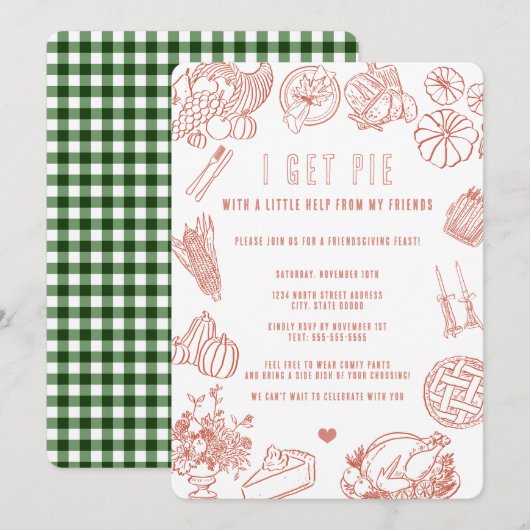 Invitation Célèbre dîner de Thanksgiving décontracté et migno (Devant / Derrière)