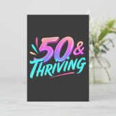 Invitation Célébrer 50 ans & Fleurissant Anniversaire (Debout devant)