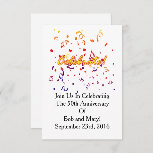 Invitation Célébrer Confetti (Devant / Derrière)