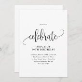 Invitation Célébrer la calligraphie moderne noire/blanche (Devant / Derrière)