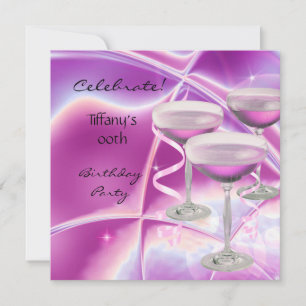 Invitation Célébrer la fête d'anniversaire Champagne rose