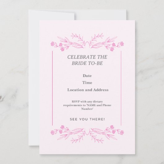 Invitation Célébrer La Mariée À Être (Devant)