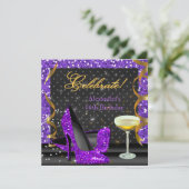 Invitation Célébrer la Parties scintillant Noire violet d'or  (Debout devant)