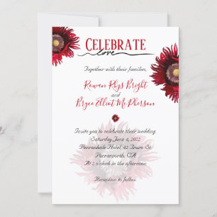 Invitation Célébrer l'amour rouge pavot floral