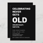 Invitation Célébrer ne devient jamais vieux drôle 90e anniver (Devant / Derrière)