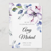 Invitation Célébrer notre Mariage Floral Amour (Devant / Derrière)