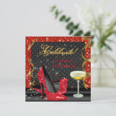 Invitation Célébrer Red Gold Black Parties scintillant fête d (Debout devant)
