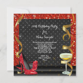 Invitation Célébrer Red Gold Black Parties scintillant fête d (Dos)