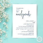 Invitation Célébrez Avec Les Nouveaux Mariés, Dîner Mariage<br><div class="desc">Dîner mariage elopement et carte d'invitation à la fête (Celebrate With The Newlyweds),  dans Modern minimalist,  thème bleu marine. Il est parfait pour votre réception d'étage mariage / l'invitation de célébration de mariage post.</div>