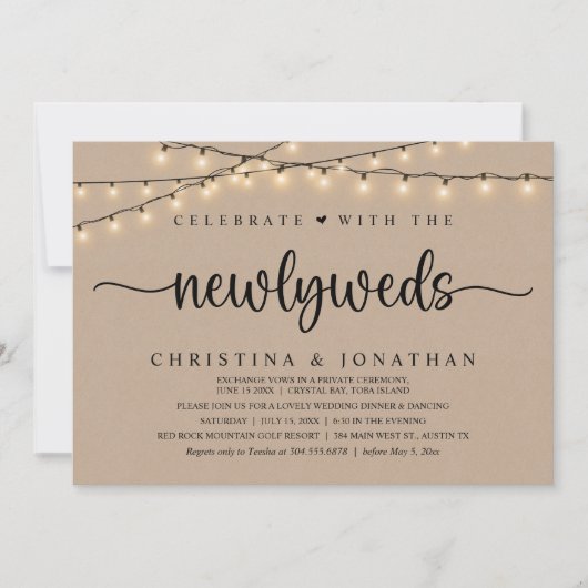 Invitation Célébrez Avec Les Nouveaux Mariés Le Dîner Rustiqu (Devant)