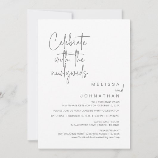 Invitation Célébrez Avec Les Nouveaux Mariés, Mariage Elopeme (Devant)