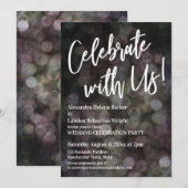 Invitation Célébrez avec nous ! Bokeh grunge écriture manuscr (Devant / Derrière)