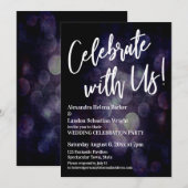 Invitation Célébrez avec nous ! Bokeh grunge écriture manuscr (Devant / Derrière)