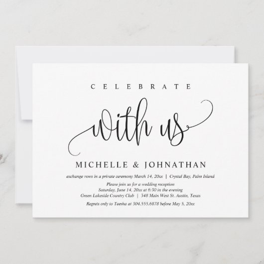 Invitation Célébrez avec nous, Célébration de mariage intime (Devant)