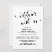 Invitation Célébrez Avec Nous Coeurs Calligraphie Réception (Devant)